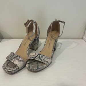 Chinese Laundry Gray and Black Heels with Ankle Strap